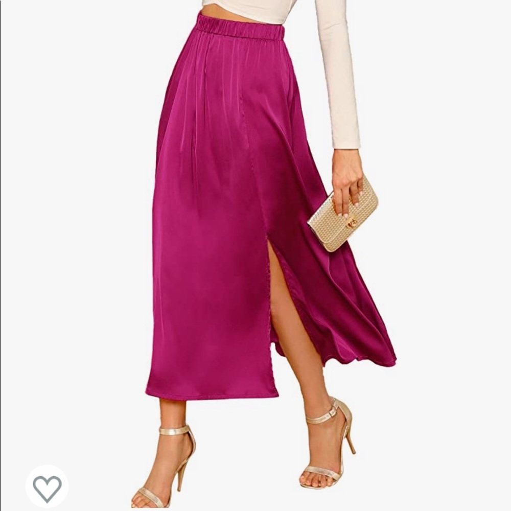 Satin Pink Midi Skirt